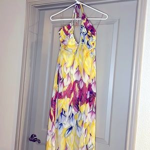 Floral maxi dress size small, halter top, open back